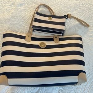 Spartina  Navy and White Tote Bag with Pouch
